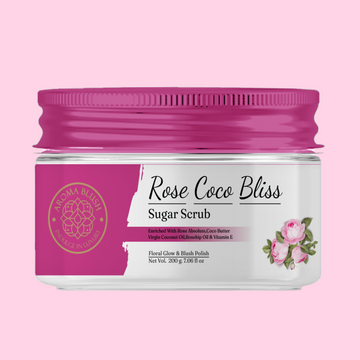 Coco Rose Bliss Sugar Scrub,enriched with Rose absolute,coco butter & Rosehip oil