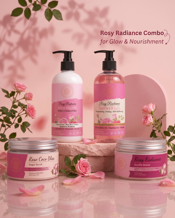 Rosy Radiance Luxury Bath & Body Set – Cleanse, Exfoliate & Deep Moisture Combo