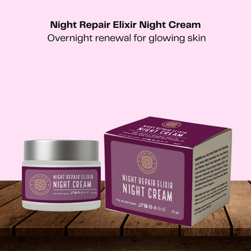 AROMABLUSH Night Elixir repair Cream – Restorative Anti-Ageing Formula with Bakuchiol Oil, Peptides & Squalane