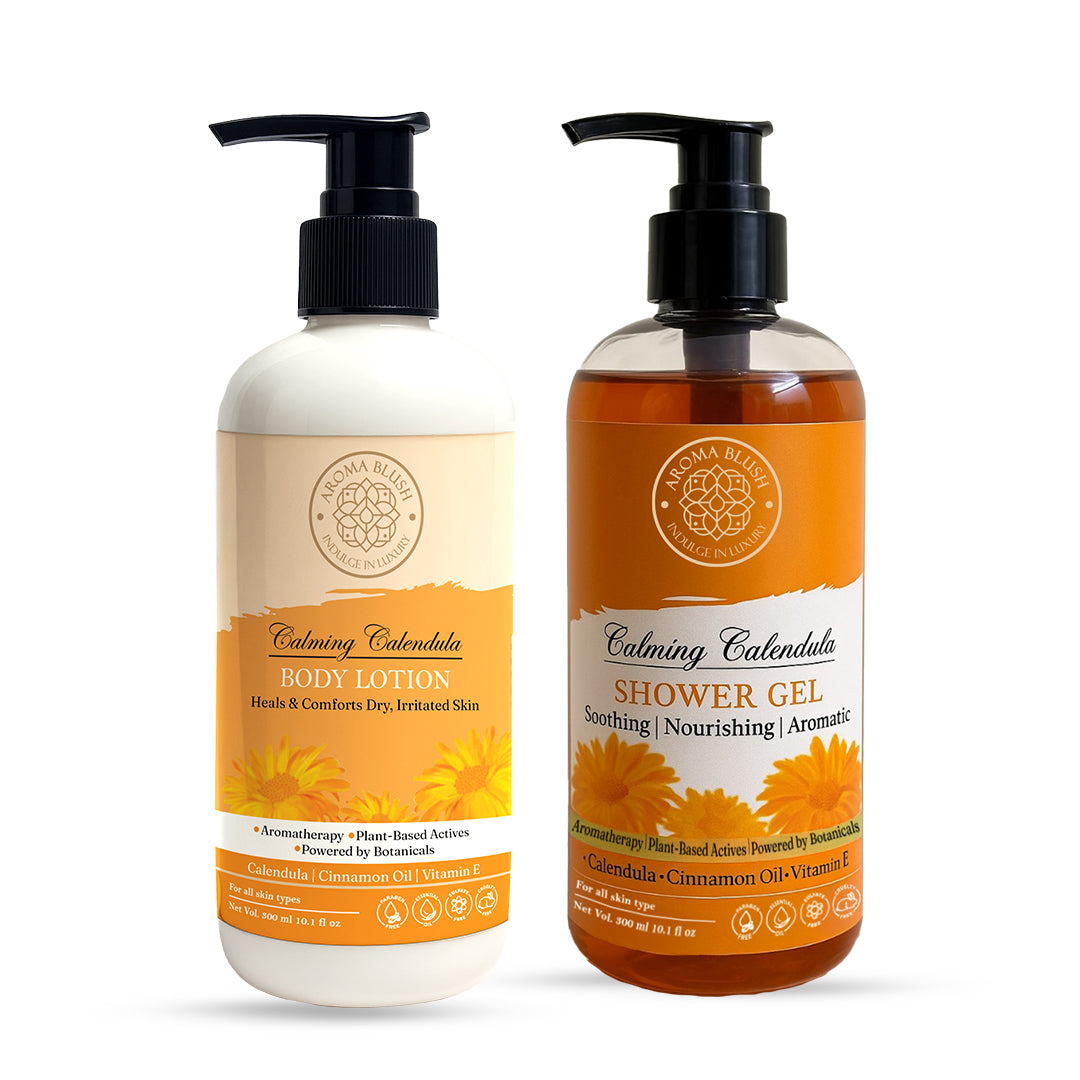 Calming Calendula Combo – Body Lotion & Oil Shower Gel Set