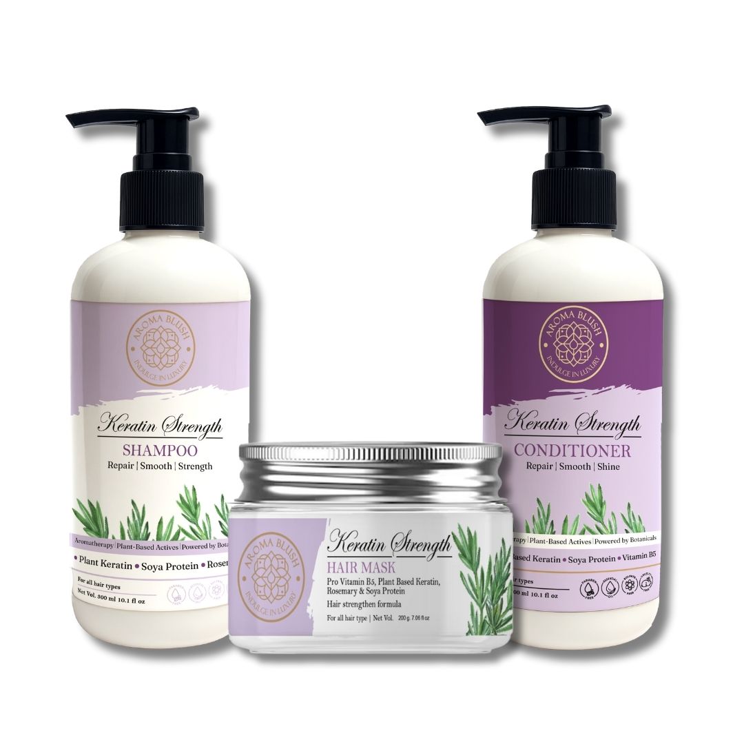 Keratin Strength Combo – Shampoo, Conditioner & Hair Mask Set